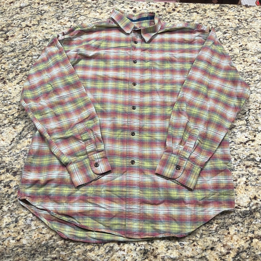 Horny Toad Mens Large Plaid Button Down Shirt Cotton Long Sleeve Multi Color L